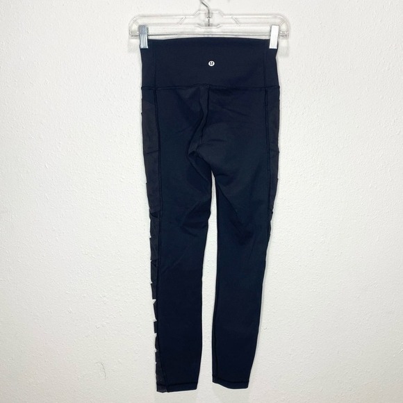 Lululemon Rise and Flow Mesh Criss Cross Leggings *Full-On Luxtreme* In Black 4 - Picture 5 of 9